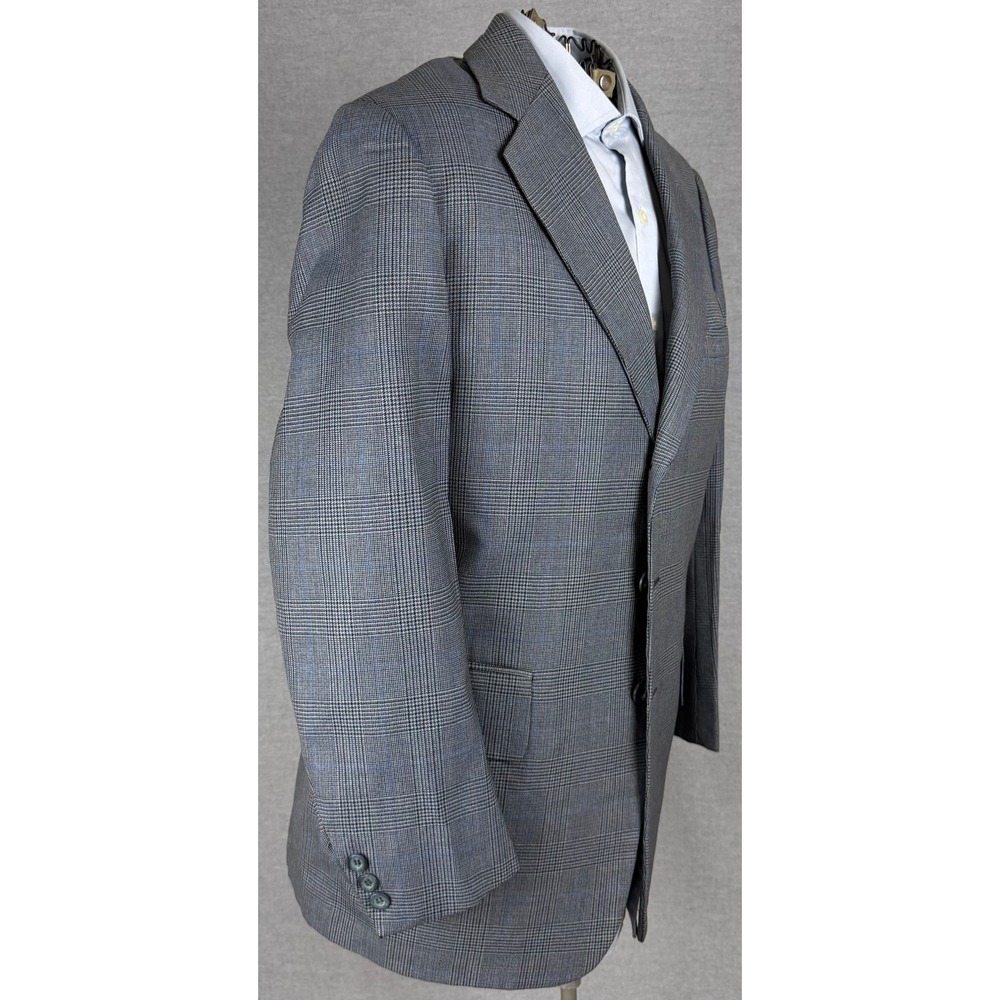 Vintage Marshall Field & Company Mens Grey Glen Plaid 3-Button Blazer Sport Coat